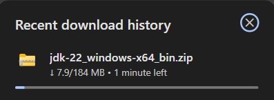 Print screen da tela de baixar o JDK.