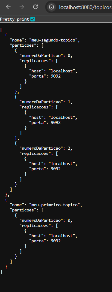 Print screen da tela do Navedor Chrome com os tópicos criados