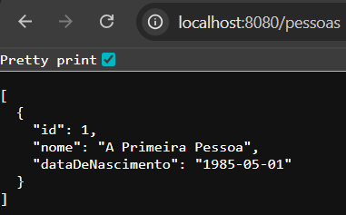 Print screen da tela do navegador Chrome com a resposta do método de consulta
