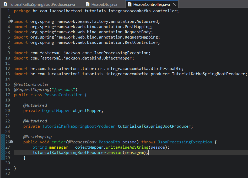 Print screen da tela do Eclipse exibindo a classe de controller  concluída