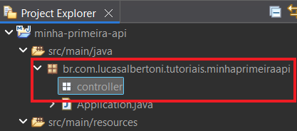 Print screen da tela do Eclipse exibindo o modo de apresentação hierárquico dos pacotes