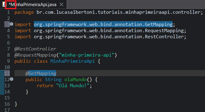 Print screen da tela do Eclipse exibindo a classe da primeira api completa, porém não salva