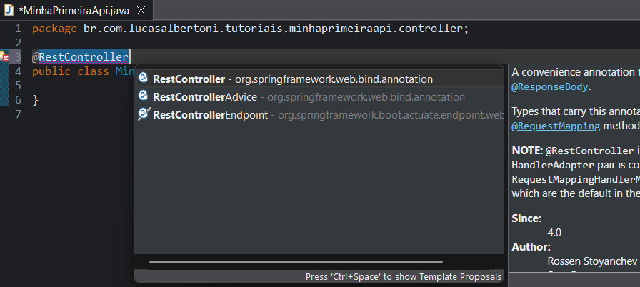 Print screen da tela do Eclipse da janela de criação de nova classe