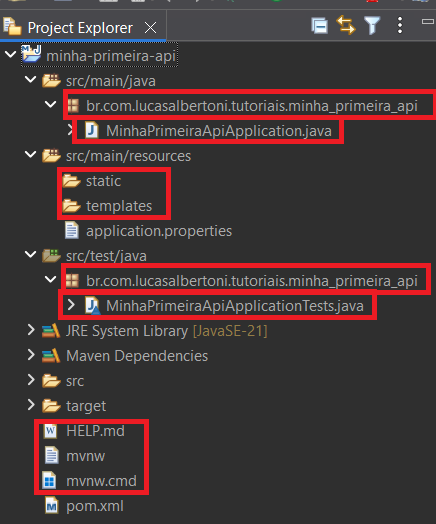 Print screen da tela do Eclipse com o projeto criado e aberto pela primeira vez