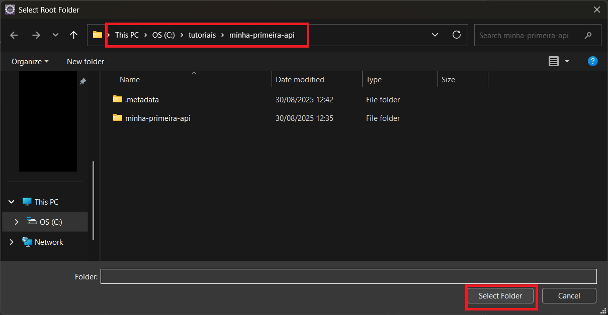 Print screen da tela de selecionar diretório raiz do Maven no Eclipse